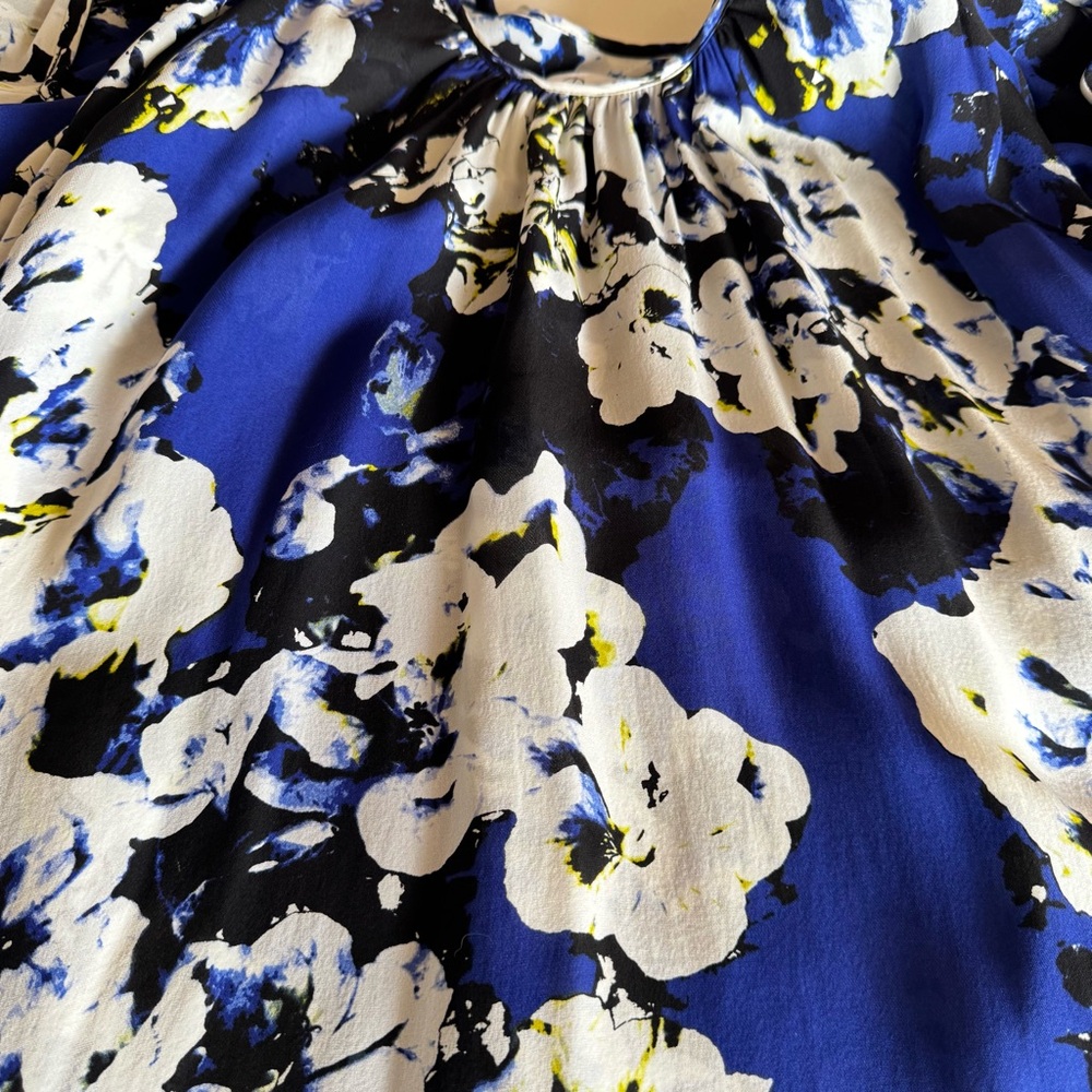 Parker Blue, White & Black Abstract Floral Dress